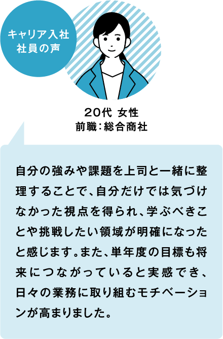 キャリア入社社員の声 20代 女性前職:総合商社