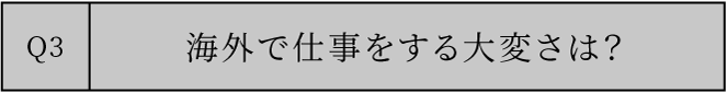 海外で仕事をする大変さは？