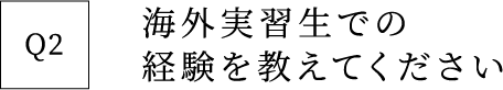 Q2 海外実習生での経験を教えてください